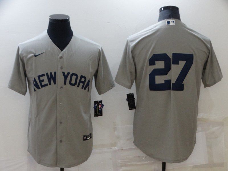 Men New York Yankees #27 No Name Grey Game 2022 Nike MLB Jersey